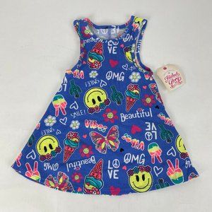 Girls Graphic Printed Tank Tops Blue X-Small (70s Icon)